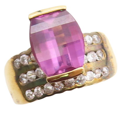 925 Sterling Silver Vintage Ring DAVID SIGAL  Gold Plated Topaz  Sz 10  RG31362