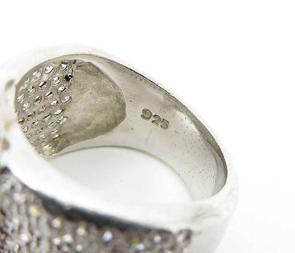 925 Sterling Silver  Cubic Zirconia Belt Buckle Motif Band Ring Sz 6  RG3634
