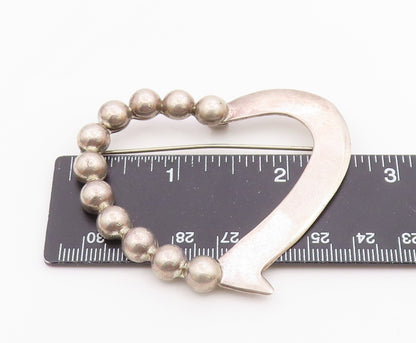 MEXICO 925 Sterling Silver  Vintage Shiny Bubble Love Heart Brooch Pin  BP6742