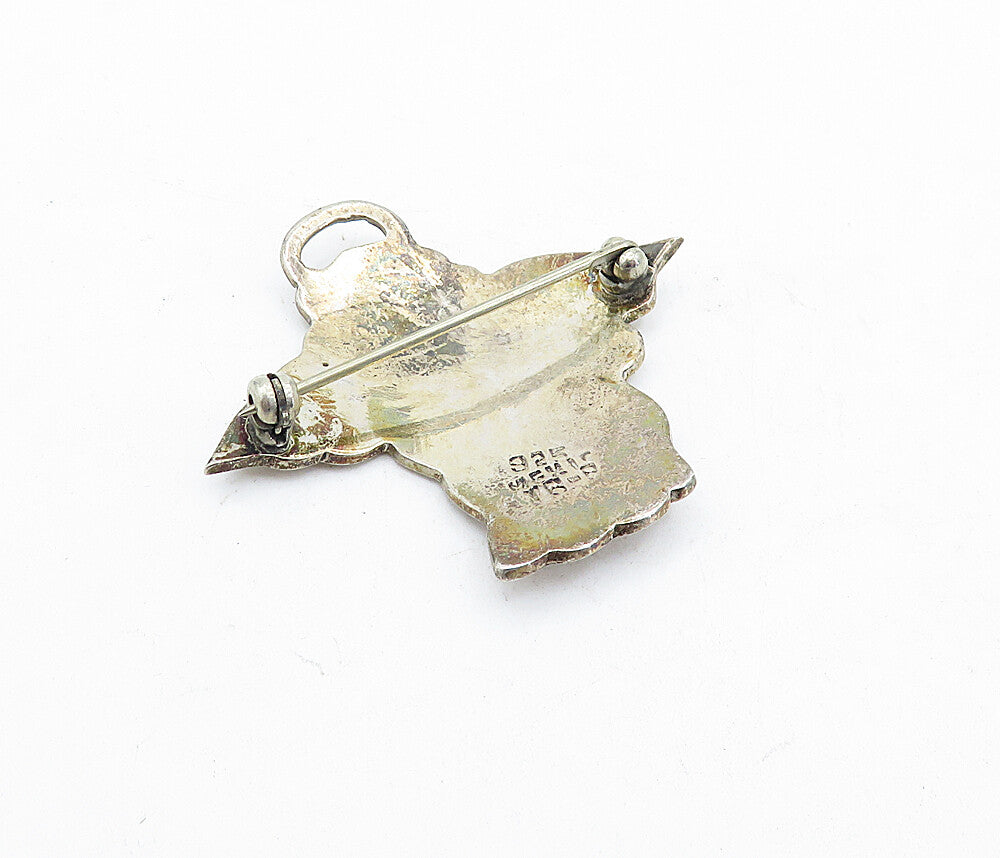 925 Sterling Silver  Vintage Etched Detail Angel Motif Brooch Pin  BP2100