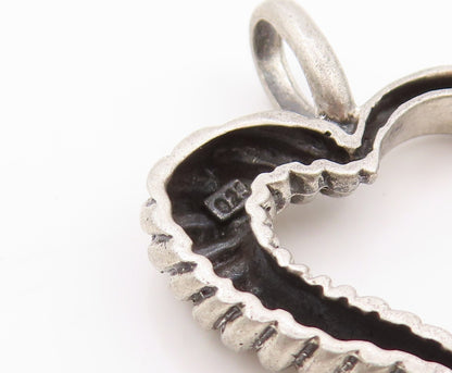 925 Sterling Silver Vintage Pendant Dark Tone Roped Cutout Heart  PT24118