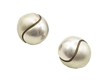 925 Sterling Silver  Vintage Textured Swirl Shiny Dome Drop Earrings  EG6974