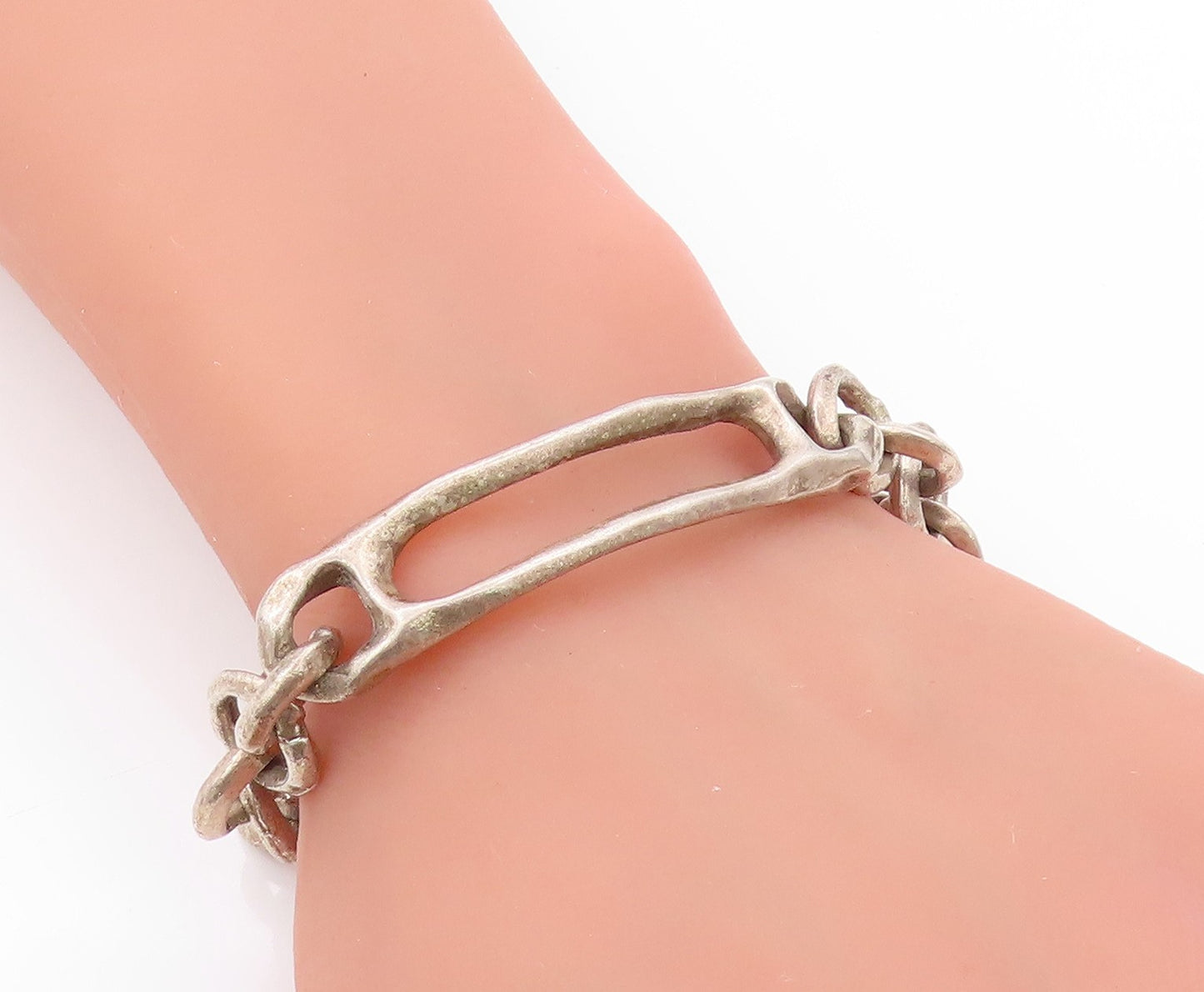 925 Sterling Silver Vintage Bracelet Antique Wire Work Linked  BT11280