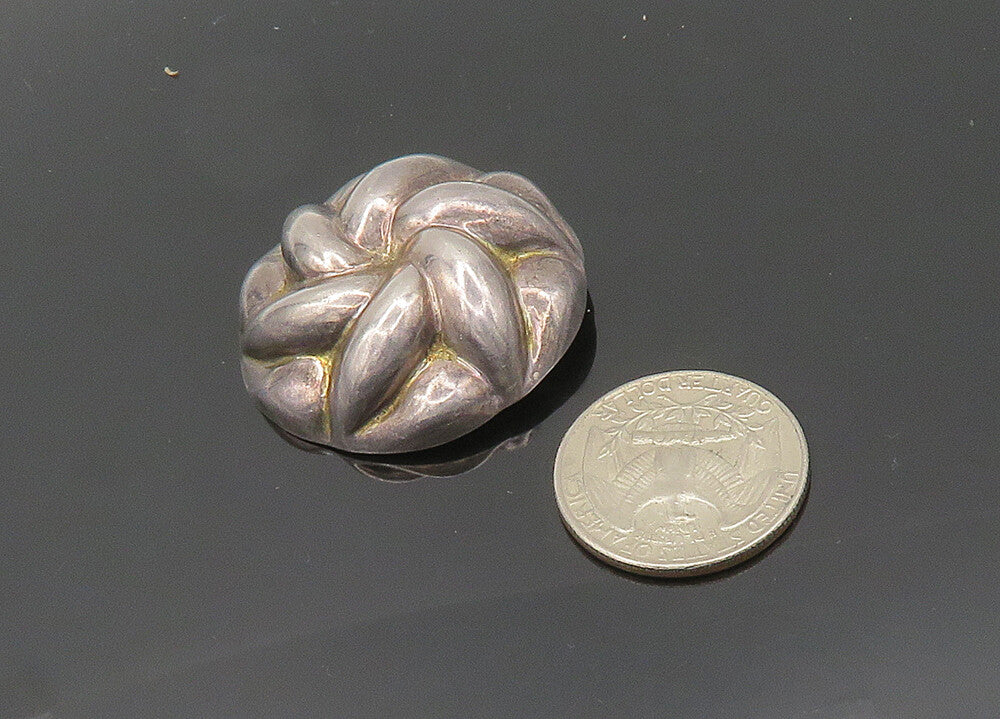 MEXICO 925 Sterling Silver  Vintage Dark Tone Floral Dome Pendant  PT16164