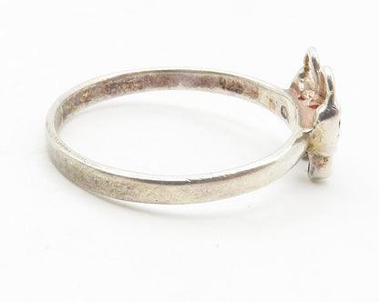925 Sterling Silver  Vintage Shiny Butterfly Motif Band Ring Sz 8.5  RG11795