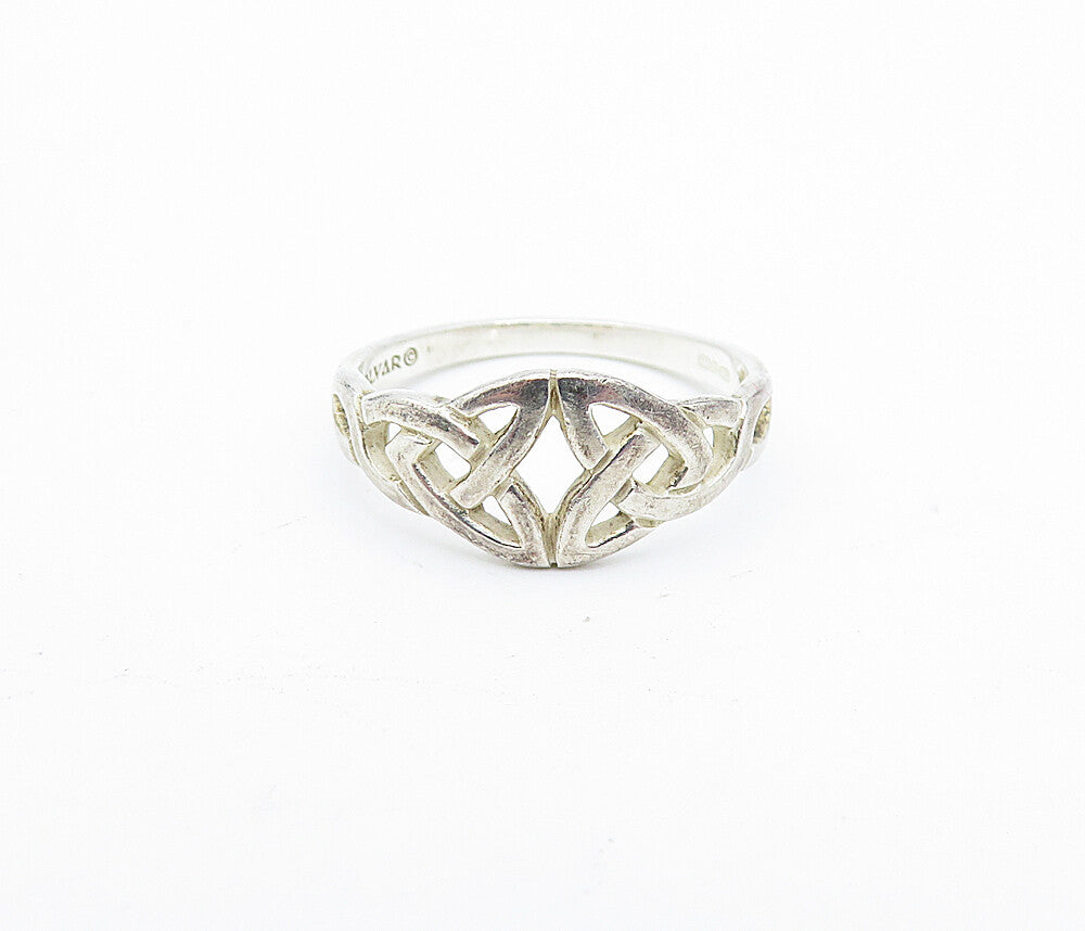 SOLVAR IRELAND 925 Silver  Vintage Shiny Celtic Knot Band Ring Sz 6  RG4166