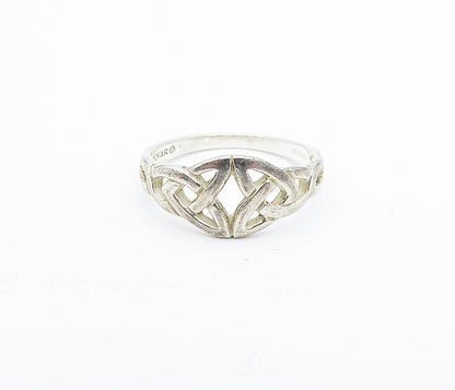 SOLVAR IRELAND 925 Silver  Vintage Shiny Celtic Knot Band Ring Sz 6  RG4166