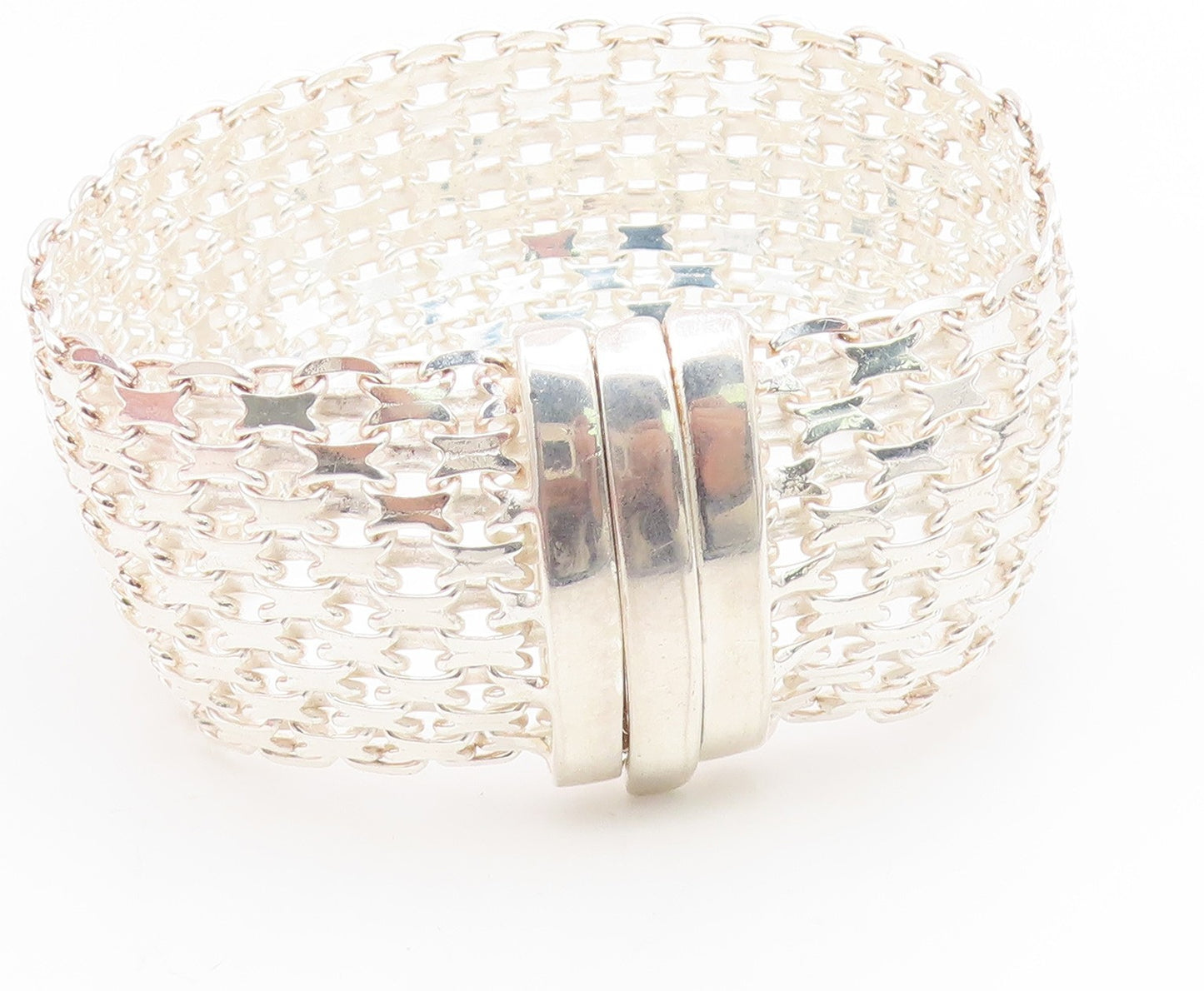 925 Sterling Silver Vintage Bracelet Intricate Geometric Pattern Link  BT11924