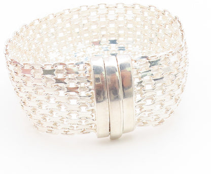 925 Sterling Silver Vintage Bracelet Intricate Geometric Pattern Link  BT11924