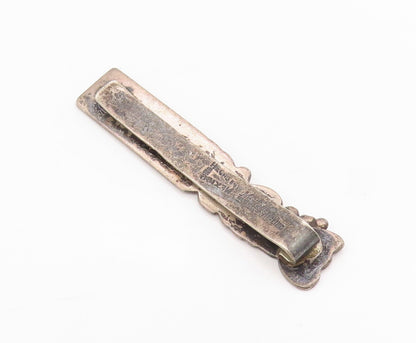 925 Sterling Silver Vintage Tie Clip MARICELA Dark Tone Swirly Carved  TR3852