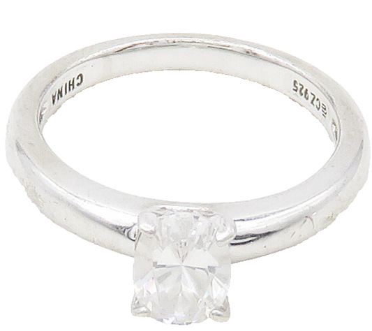 925 Sterling Silver  Oval Cut Topaz Shiny Smooth Solitaire Ring Sz 7  RG16633