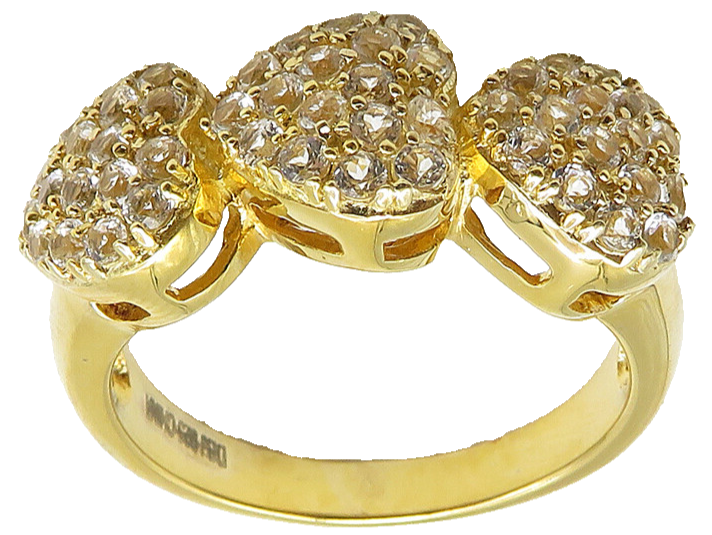 925 Sterling Silver  Topaz Gold Plated Love Hearts Band Ring Sz 7  RG10455