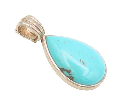925 Sterling Silver Vintage Pendant WHITNEY KELLY Pear Shaped Turquoise  PT22405