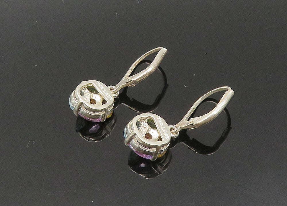 925 Silver Vintage Peridot Topaz & Multi Stone Floral Drop Earrings EG10335
