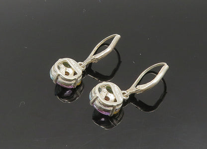 925 Silver Vintage Peridot Topaz & Multi Stone Floral Drop Earrings EG10335