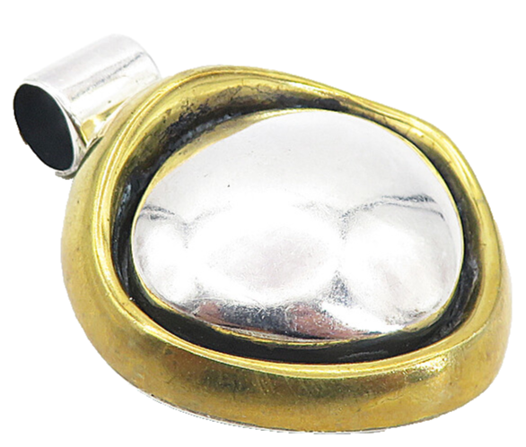 925 Sterling Silver  Vintage Shiny Two Tone Hollow Slide Pendant  PT6245