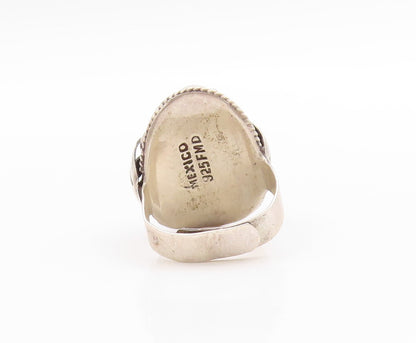 925 Sterling Silver Vintage Ring MEXICO Antique Gemstone OPENS  Sz 7  RG33424