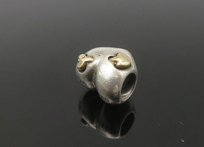 PANDORA 925 Silver & 14K GOLD  Vintage Two Tone Heart Slide Pendant  PT18009