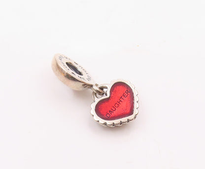 PANDORA 925 Sterling Silver  Vintage Daughter Love Heart Pendant  PT16457
