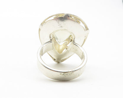 925 Sterling Silver  Pear Shape Topaz Cutout Swirl Cocktail Ring Sz 7  RG11836