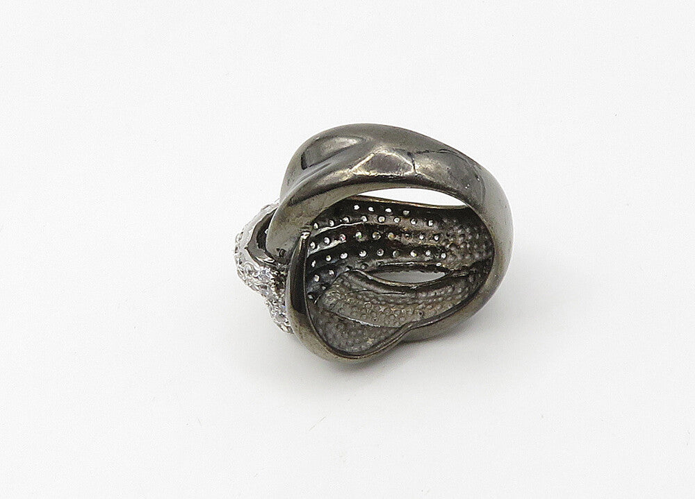 925 Sterling Silver  Vintage Cubic Zirconia Encrusted Band Ring Sz 7  RG21451