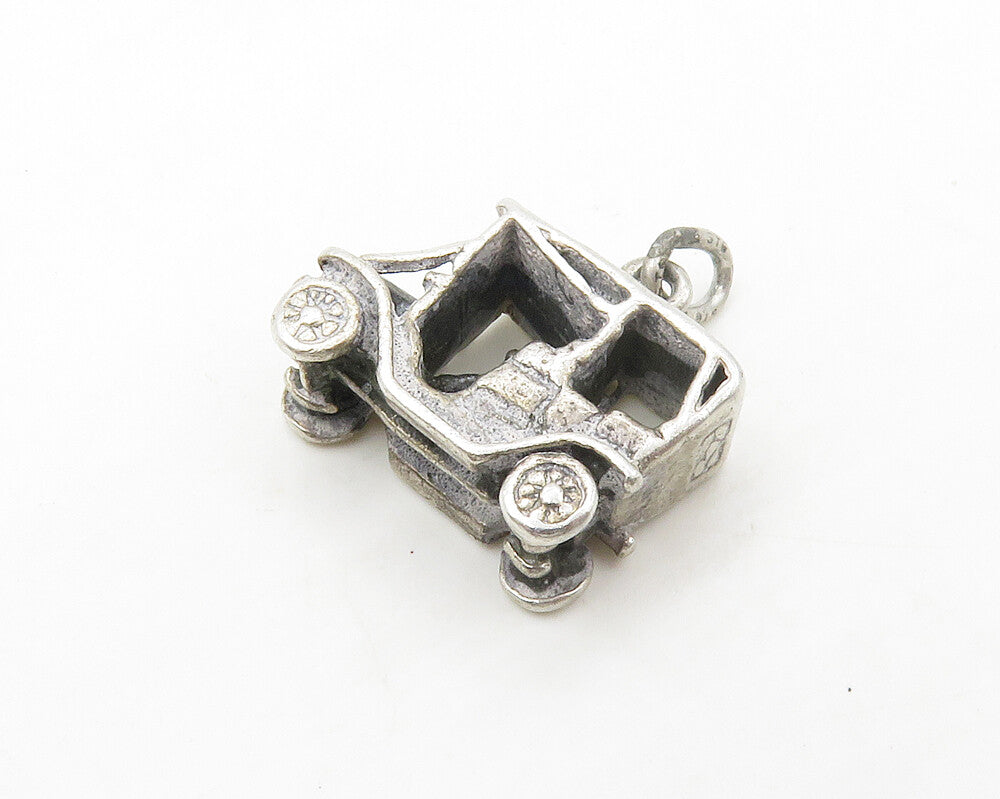 925 Sterling Silver  Vintage Petite Old Fashioned Car Motif Pendant  PT13509
