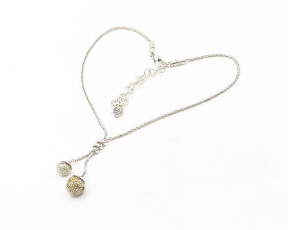925 Sterling Silver  Vintage Topaz Spheres Shiny Wheat Chain Necklace  NE2023