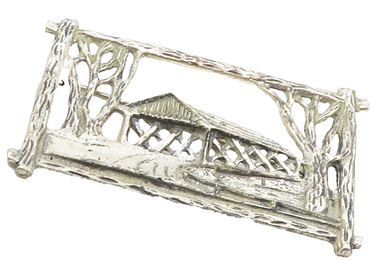 BEAU 925 Sterling Silver  Vintage Shiny Road Forest Scene Brooch Pin  BP3630