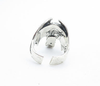 925 Sterling Silver  Vintage Sculpted Skull Head Statement Ring Sz 11.5 RG6238