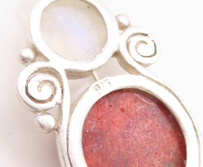 925 Sterling Silver Vintage Pendant Moonstone Turquoise Gemstone CZ   PT23848