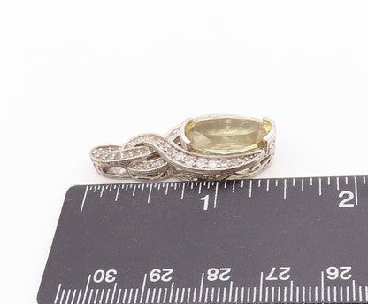 925 Sterling Silver Vintage Pendant Topaz & CZ Woven Celestial Knot  PT24918