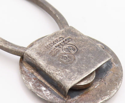 925 Sterling Silver Vintage Key Chain MEXICO Dark Tone H Monogram Ring  TR3950