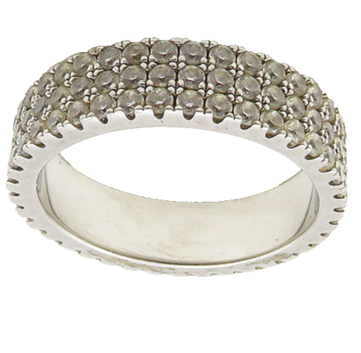 925 Sterling Silver  Vintage Cubic Zirconia Encrusted Band Ring Sz 5  RG18697