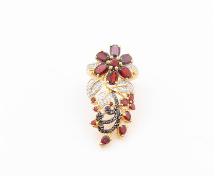 925 Sterling Silver Vintage Ring Gold Plated Garnet CZ Spinel  Sz 5  RG32210