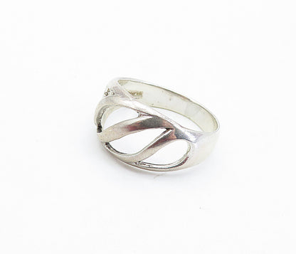 925 Sterling Silver  Vintage Shiny Open Design Dome Band Ring Sz 9  RG3709