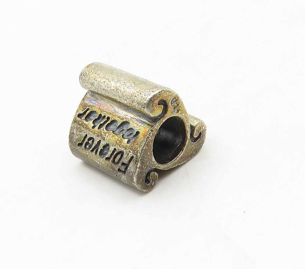 925 Sterling Silver  Vintage Forever Together Etched Bead Pendant  PT12302