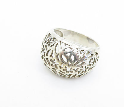 925 Sterling Silver  Shiny Floral Vine Cutout Design Band Ring Sz 9  RG7877