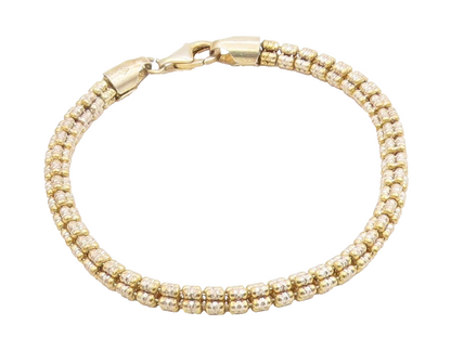 925 Sterling Silver Vintage Bracelet Two Tone Weave Link Design Chain  BT11455