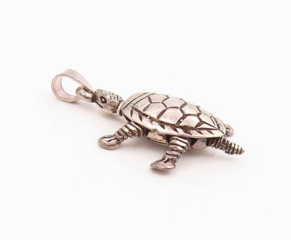 925 Sterling Silver Vintage Pendant Modernist Sea Turtle Charm Moves  PT26059