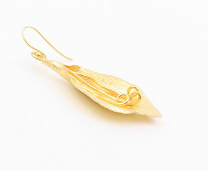 925 Sterling Silver Vintage Earrings Gold Plated Dangling Cutout Lily  EG13328