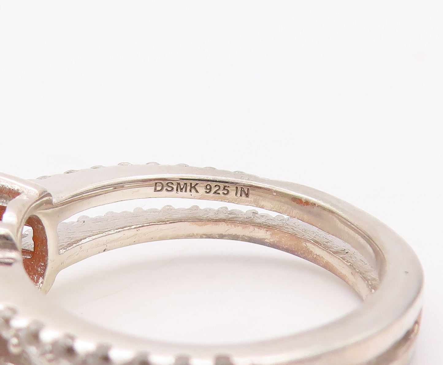 925 Sterling Silver Vintage Ring Round Cut Gemstone Split Band CZ  Sz 7  RG30650