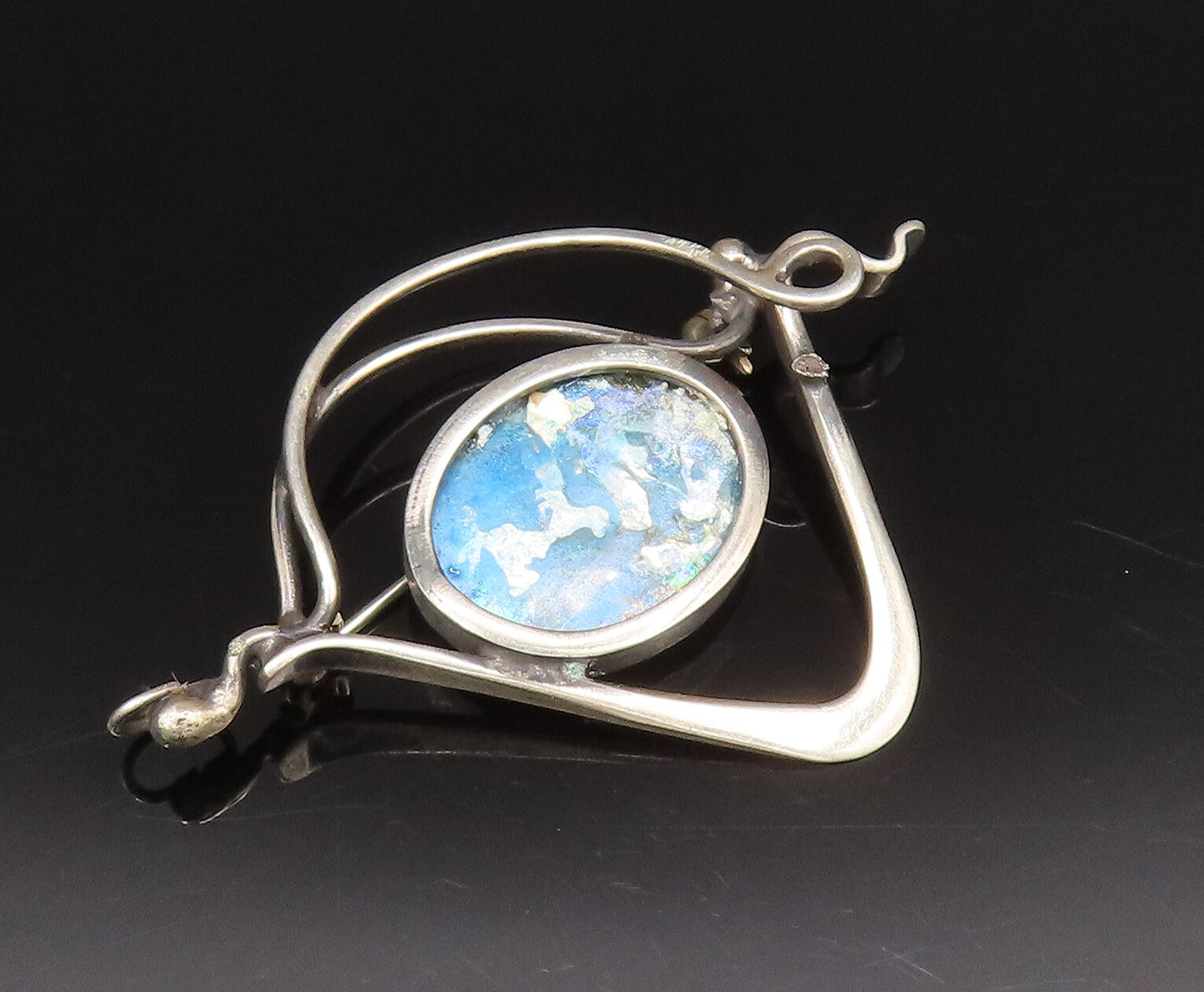 SAMI ZILKA 925 Silver  Vintage Modernist Fused Dichroic Brooch Pin  BP10079