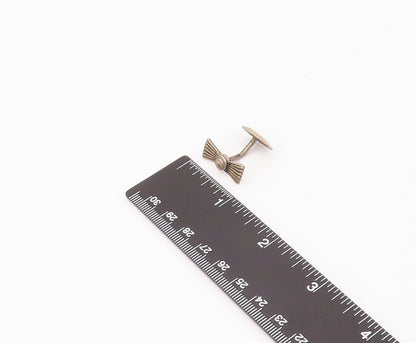 SOUTHWESTERN 925 Sterling Silver Vintage 3D Carved Bow Cufflinks TR3476