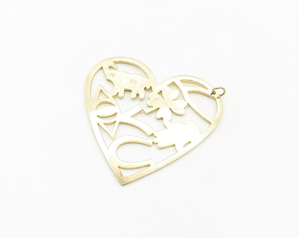 JENNIFER ZEUNER 925 Silver  Vintage Shiny Good Luck Love Heart Pendant PT14468
