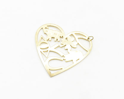 JENNIFER ZEUNER 925 Silver  Vintage Shiny Good Luck Love Heart Pendant PT14468