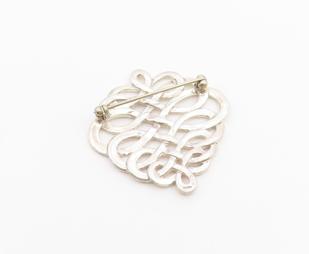 MMA 925 Sterling Silver  Vintage Shiny Open Knot Design Brooch Pin  BP7973