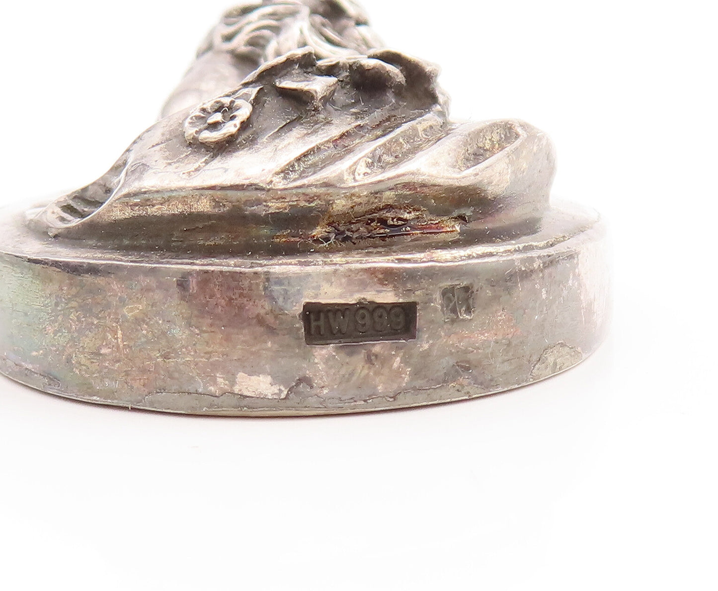 925 Sterling Silver Vintage Pendant HENRYK WINOGRAD 3D Carved Royal Lady PT23255