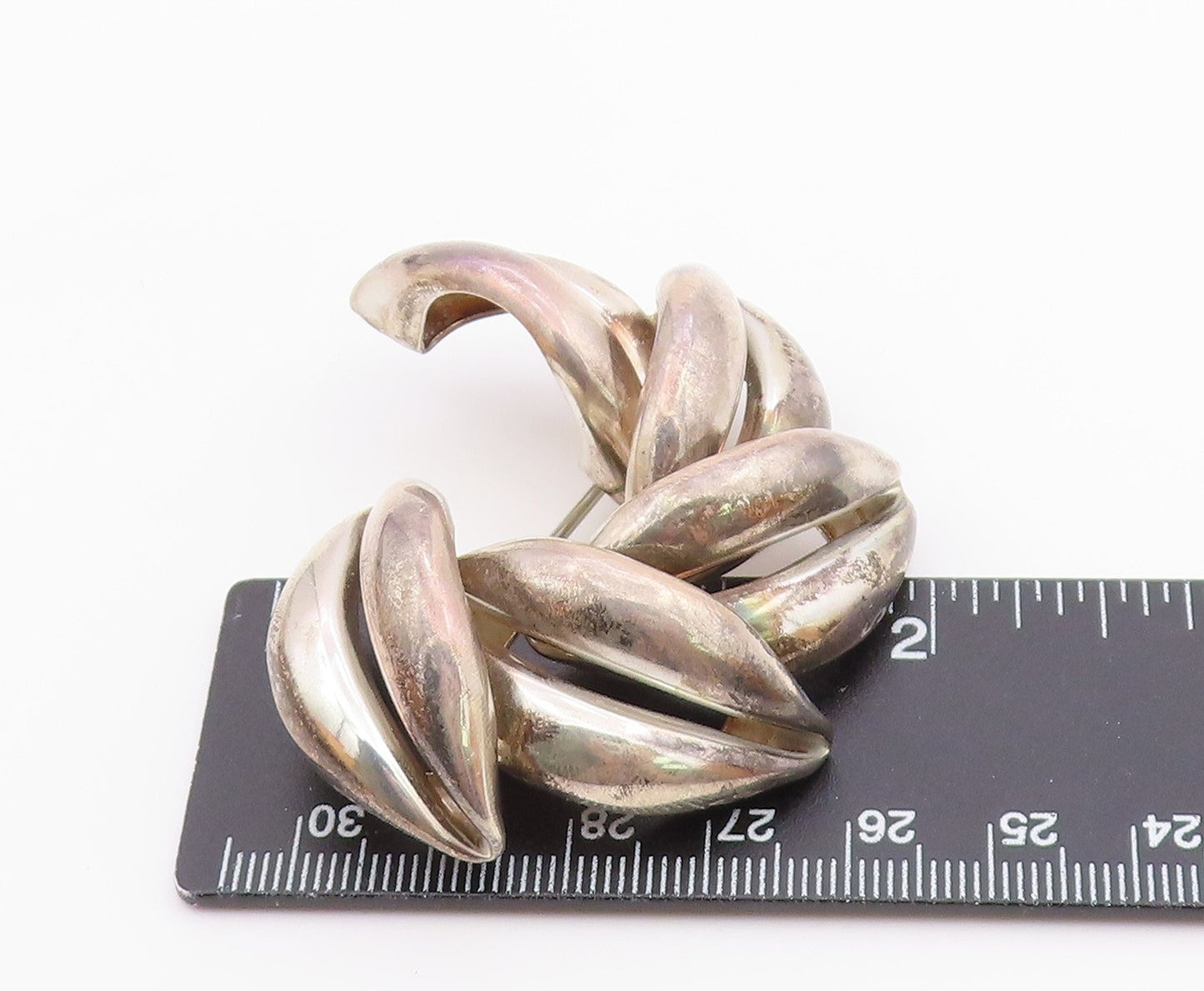 DESIGNER 925 Sterling Silver  Vintage Floral Leaves Motif Brooch Pin  BP8641