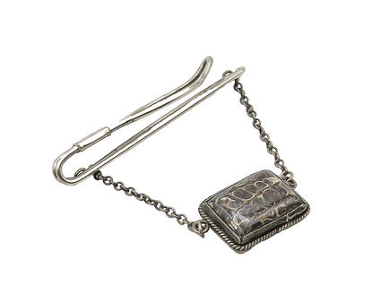 925 Sterling Silver  Vintage Spotted Jasper Chained Tie Clip  TR2246