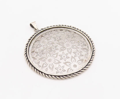 925 Sterling Silver Vintage Pendant OR PAZ ISRAEL Stencil Cut Flowers  PT23489